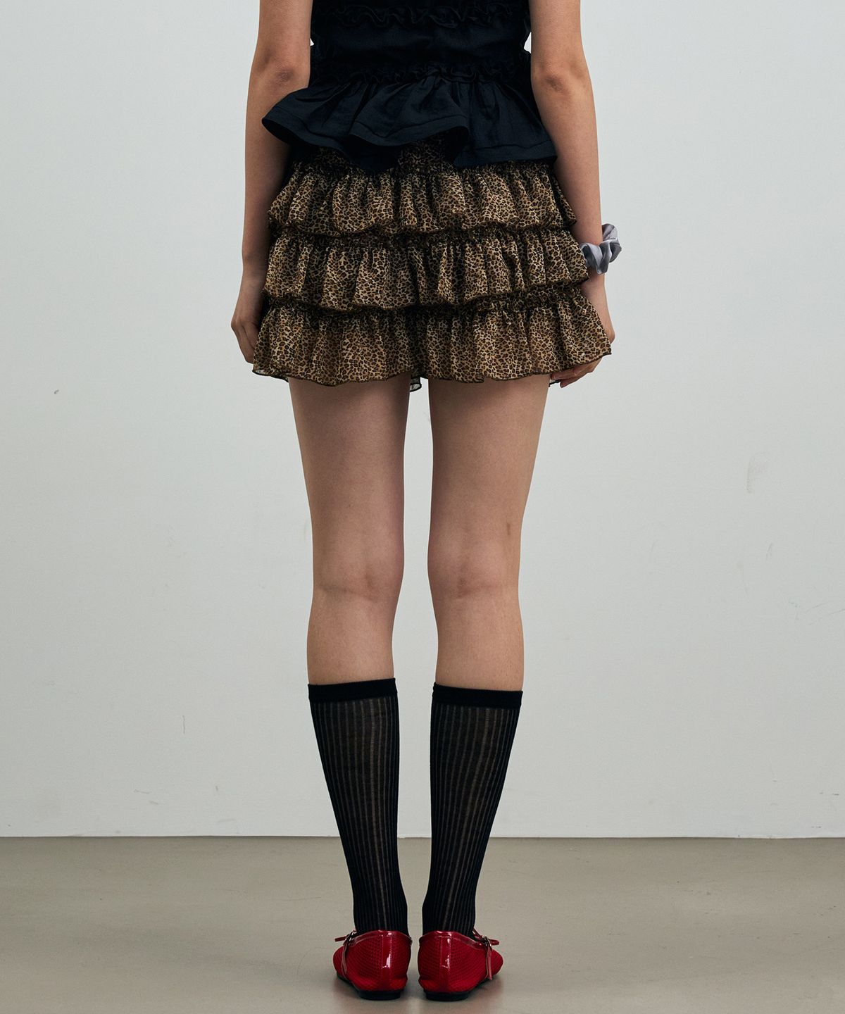 아리킴(ARIKIM) LEOPARD CANCAN MINI SKIRT PANTS / BROWN