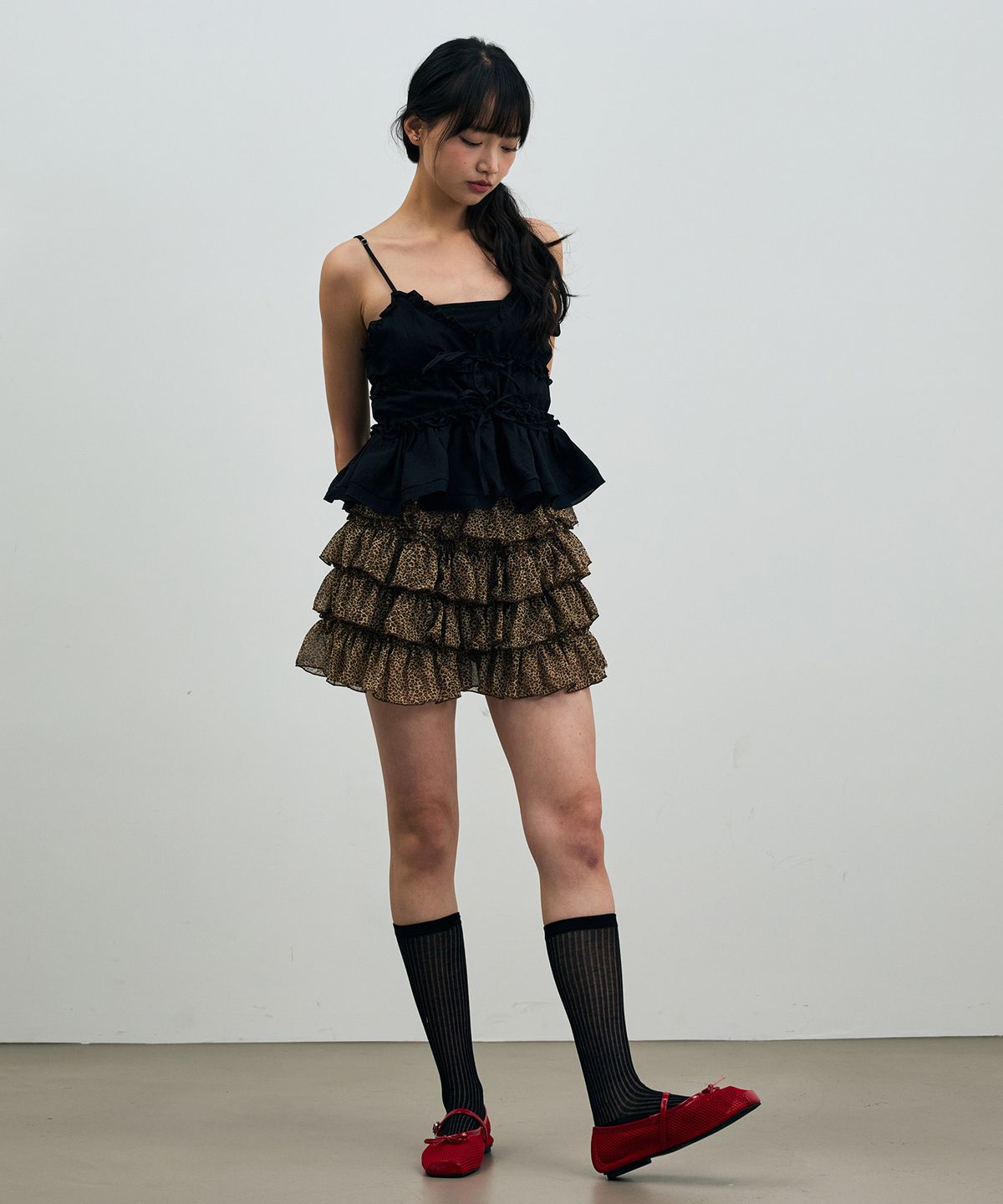 아리킴(ARIKIM) LEOPARD CANCAN MINI SKIRT PANTS / BROWN