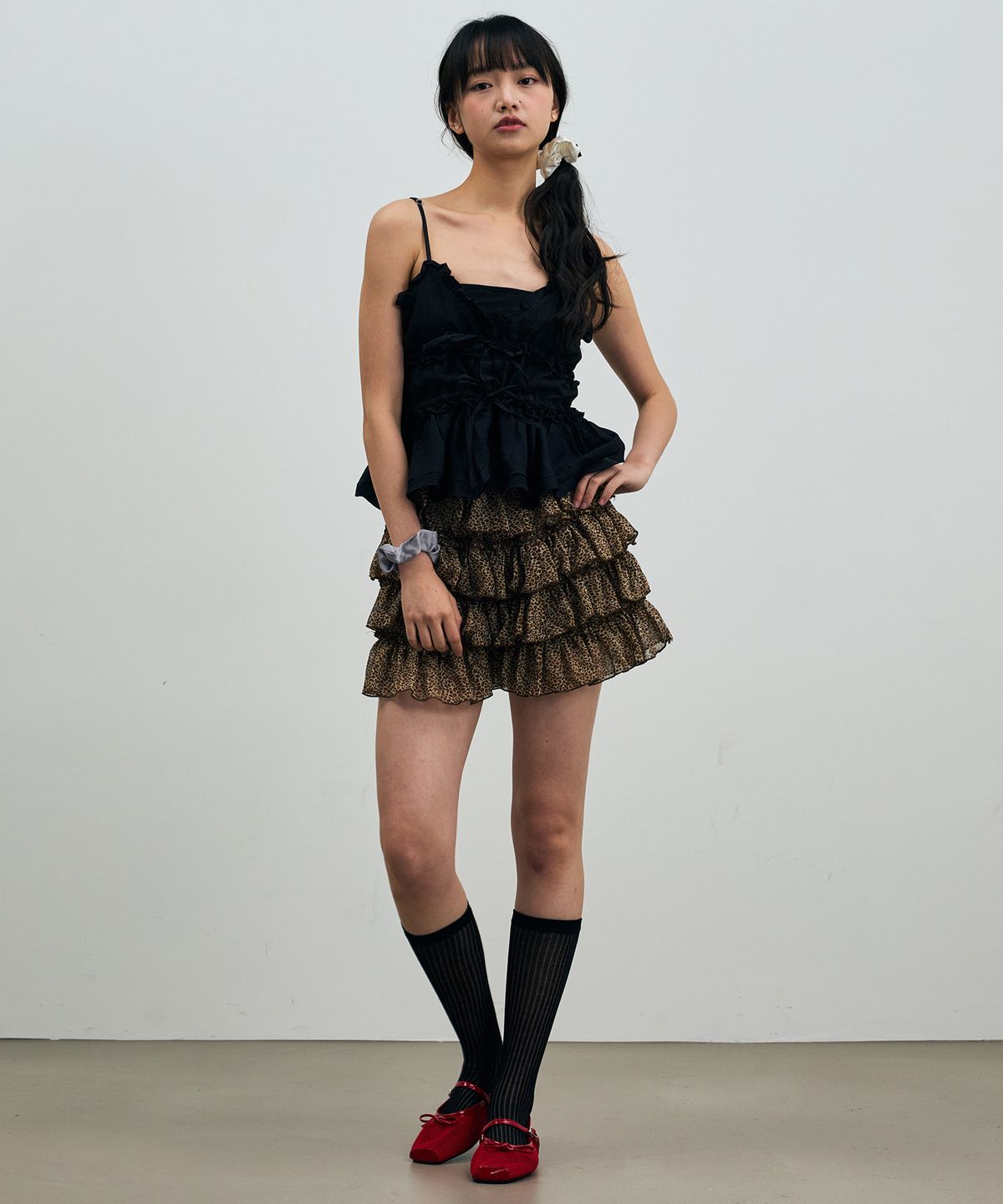 아리킴(ARIKIM) LEOPARD CANCAN MINI SKIRT PANTS / BROWN