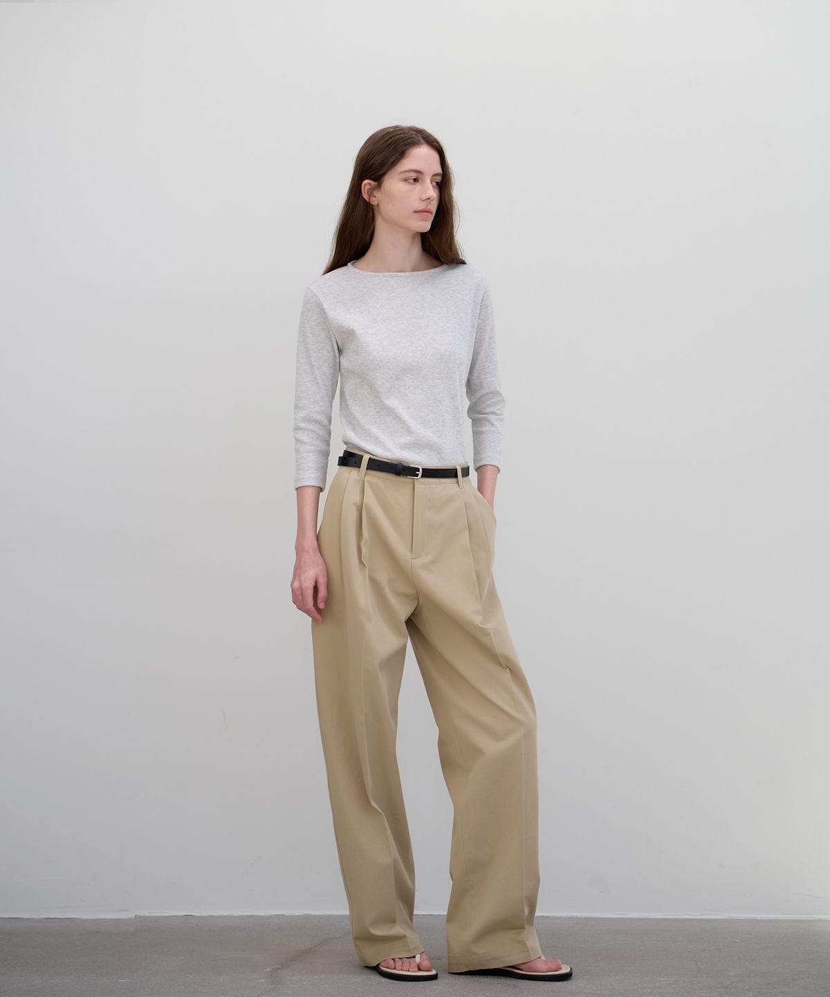 벗튼(BUT'TON) Classic Twotuck Pants (Beige)