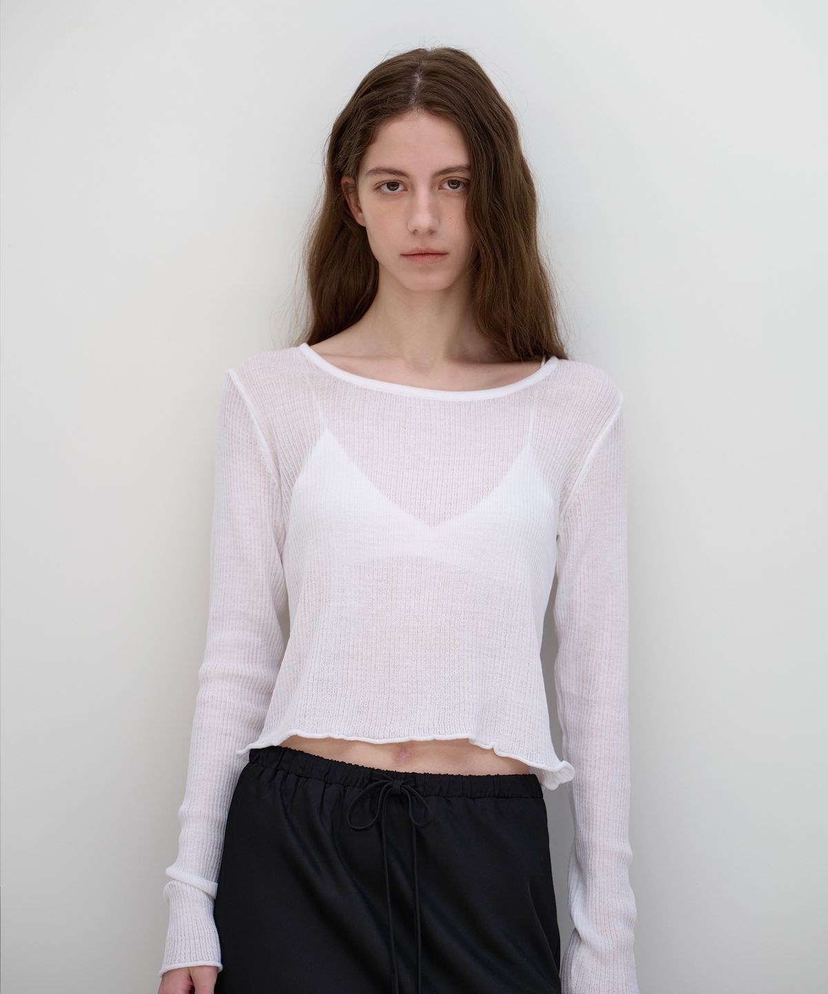 벗튼(BUT'TON) See-Through Long Sleeve Knit (Ivory)