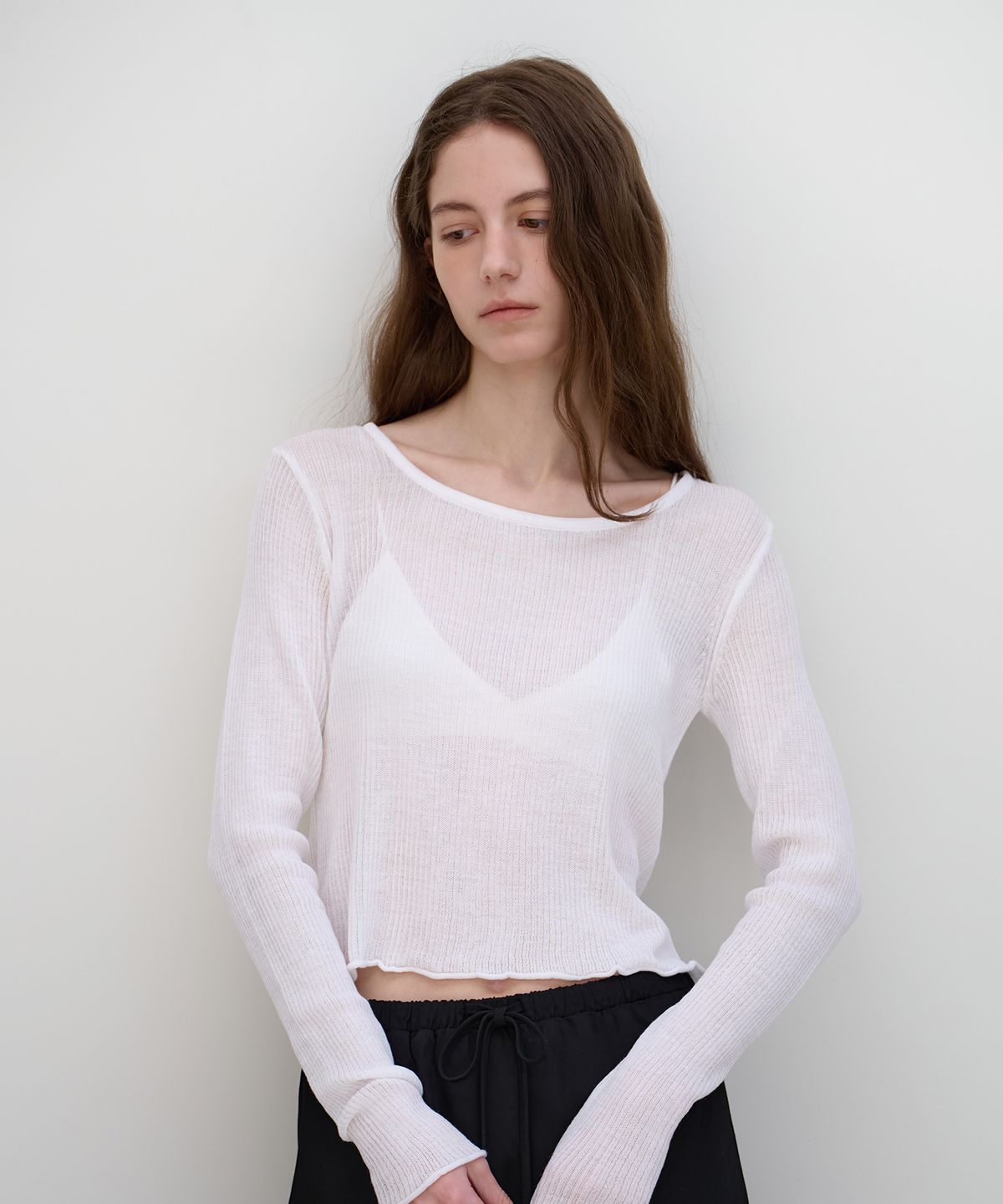 벗튼(BUT'TON) See-Through Long Sleeve Knit (Ivory)