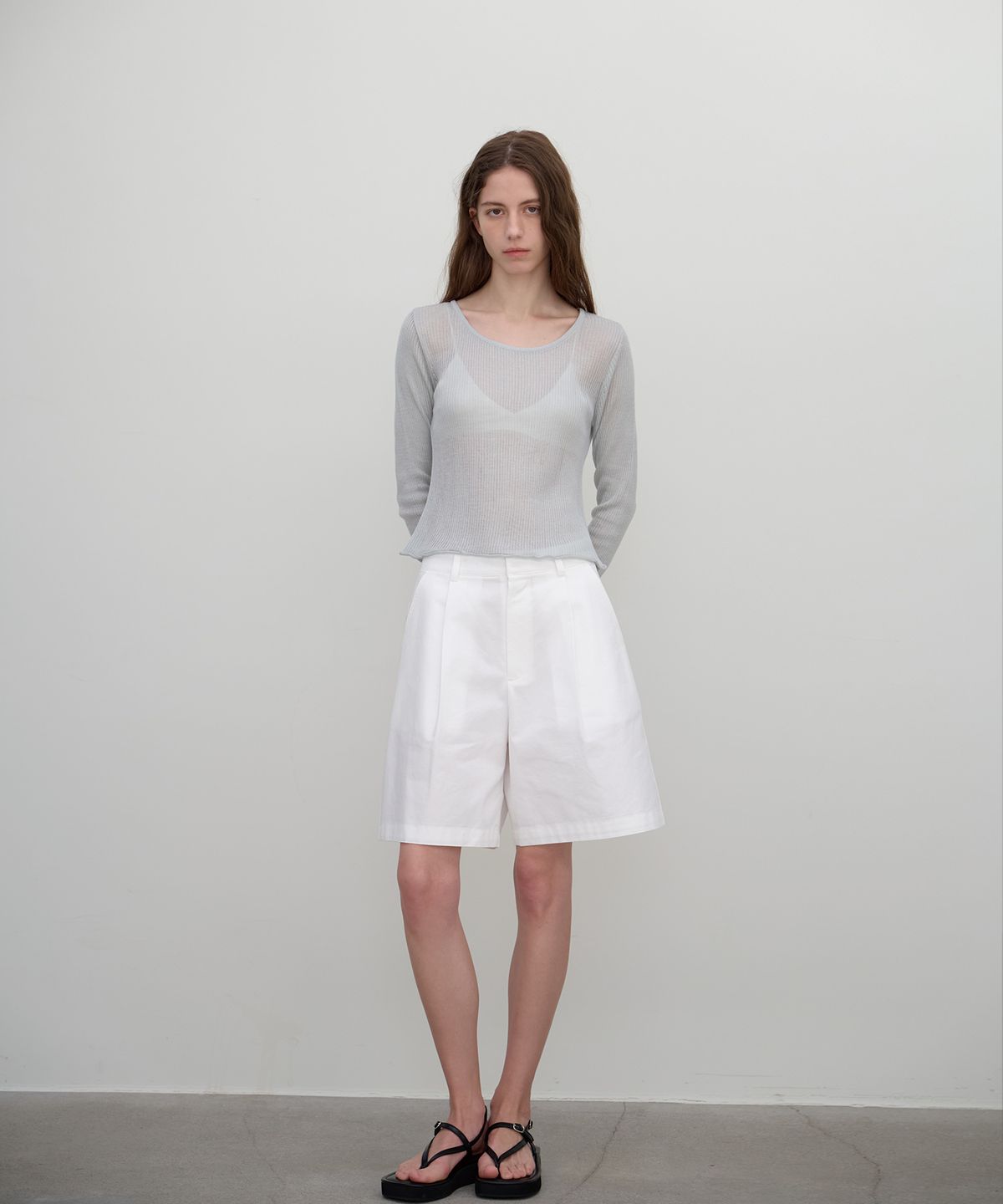 벗튼(BUT'TON) See-Through Long Sleeve Knit (Mint gray)