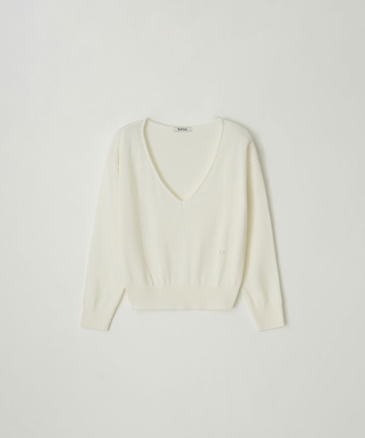 벗튼(BUT'TON) Deep V-Neck Knit Set (Ivory)