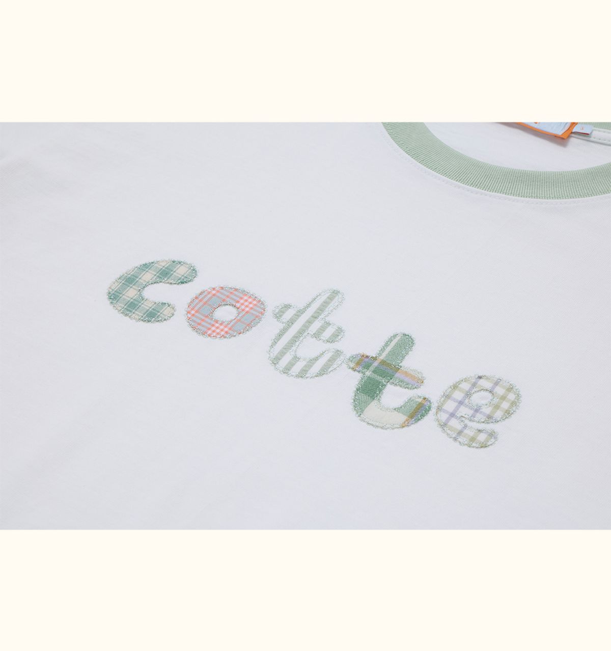 꼬떼(COTTE) 꼬떼 체크아플리케 티셔츠(화이트)