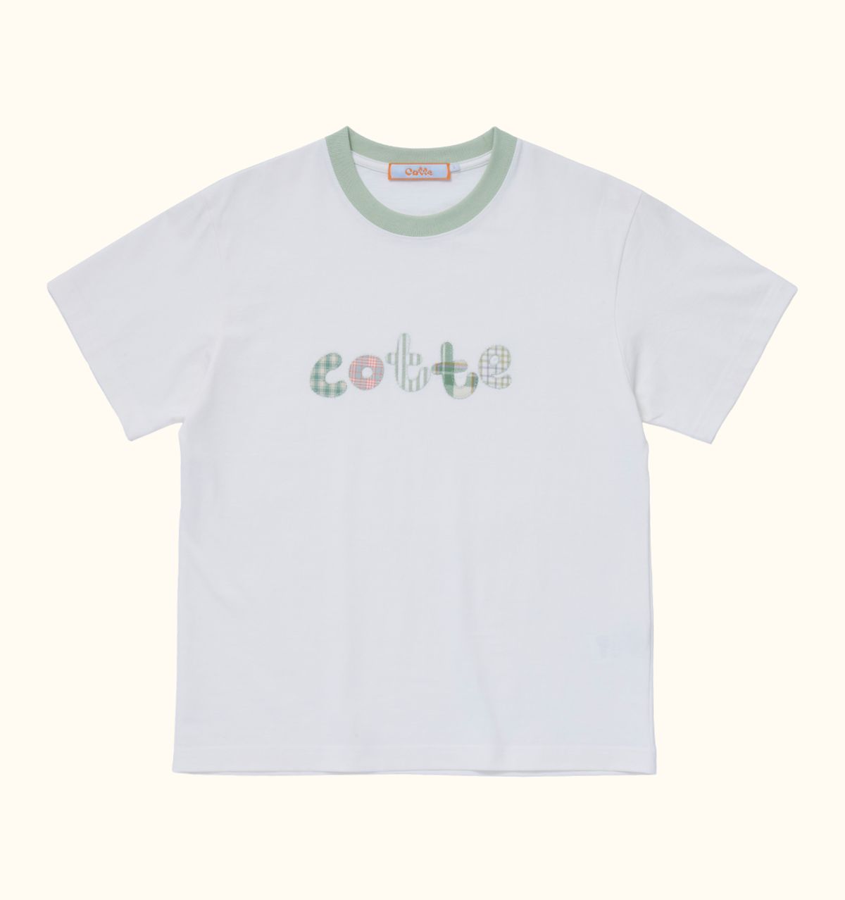 꼬떼(COTTE) 꼬떼 체크아플리케 티셔츠(화이트)