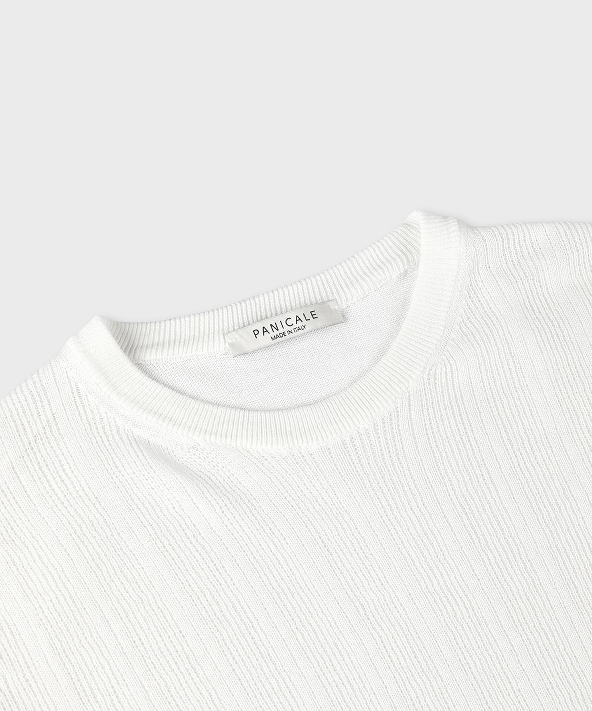 빠니깔레(PANICALE) 화이트 크루넥 코튼 니트