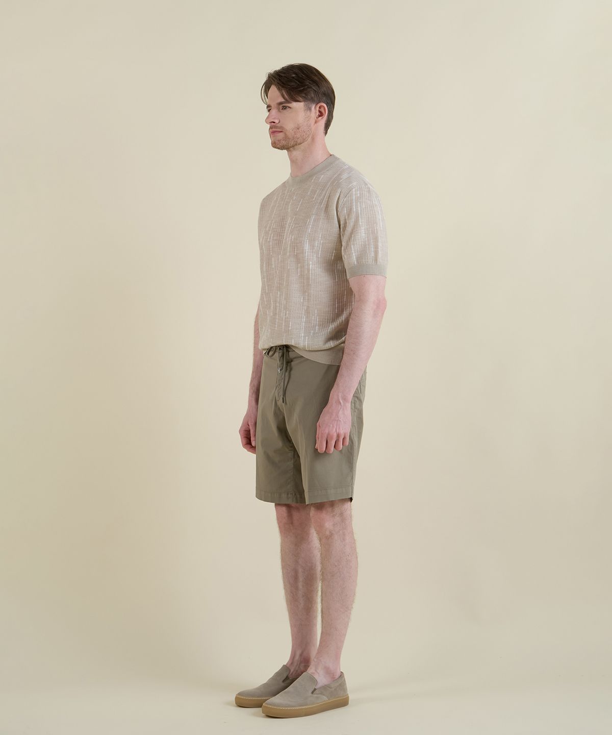 빠니깔레(PANICALE) 카키브라운 드로우스트링 버뮤다 쇼츠