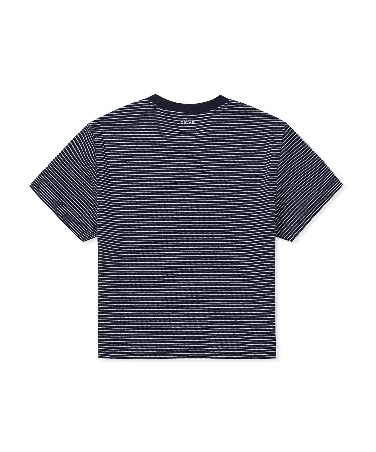클로브(CLOVE) [25SS clove] Ribbed Stripe Short T-shirt (Navy)