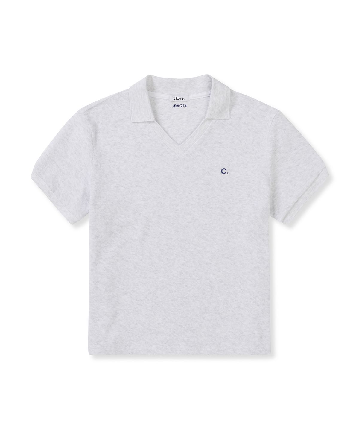 클로브(CLOVE) [25SS clove] Layered Collar Terry T-shirt (Light Grey)