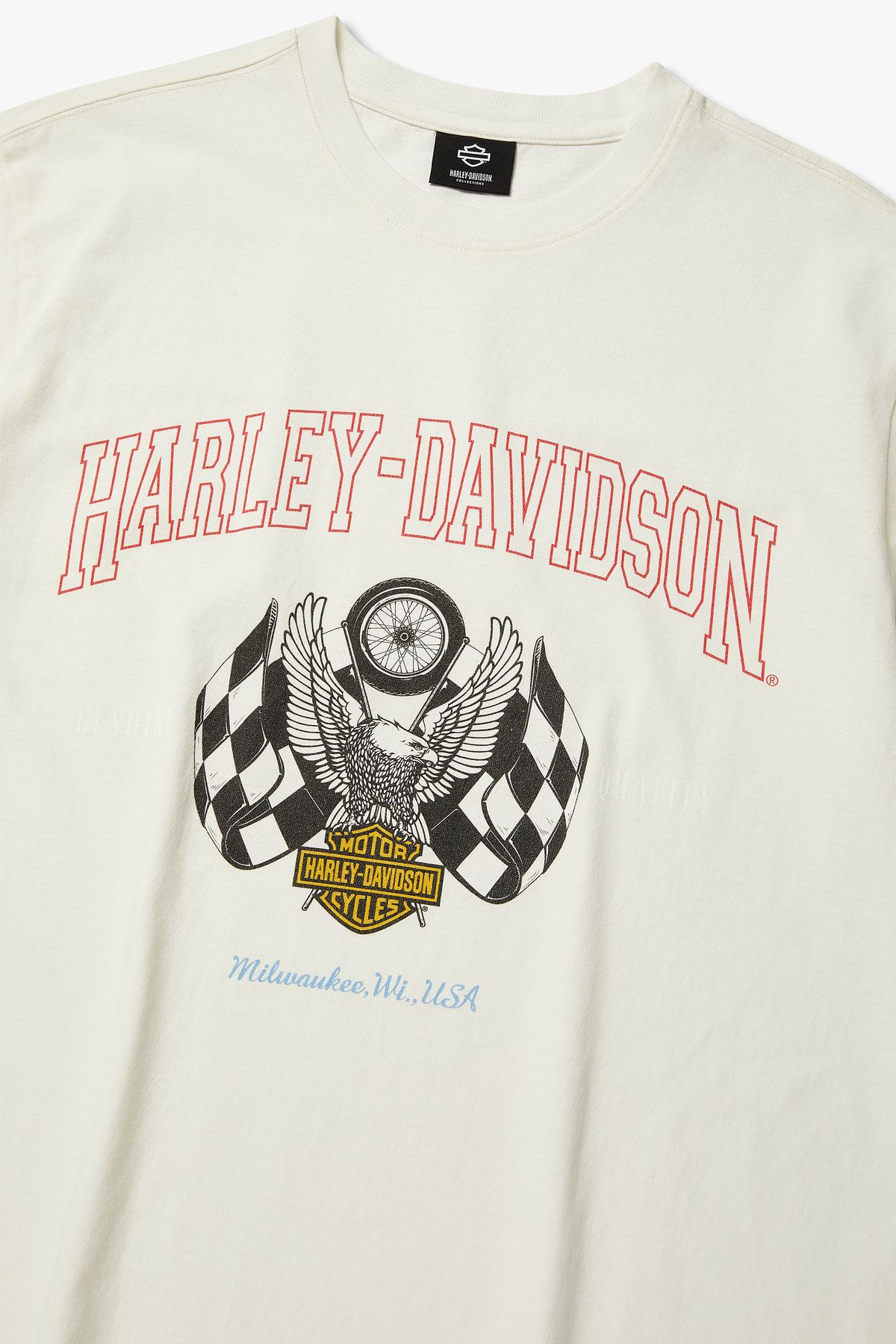 할리데이비슨 컬렉션스®(HARLEY-DAVIDSON COLLECTIONS®) [Vintage] 레이싱플래그 피그먼트 반팔티셔츠_오프화이트 HH15111206