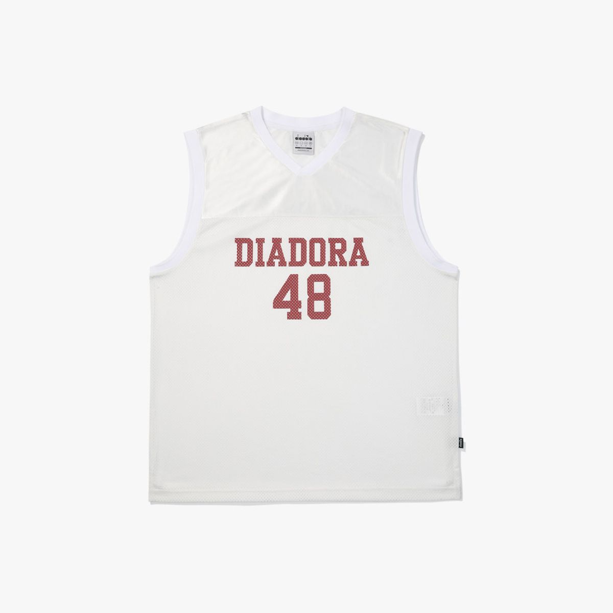 디아도라(diadora) 로고 메쉬 슬리브리스 WHITE