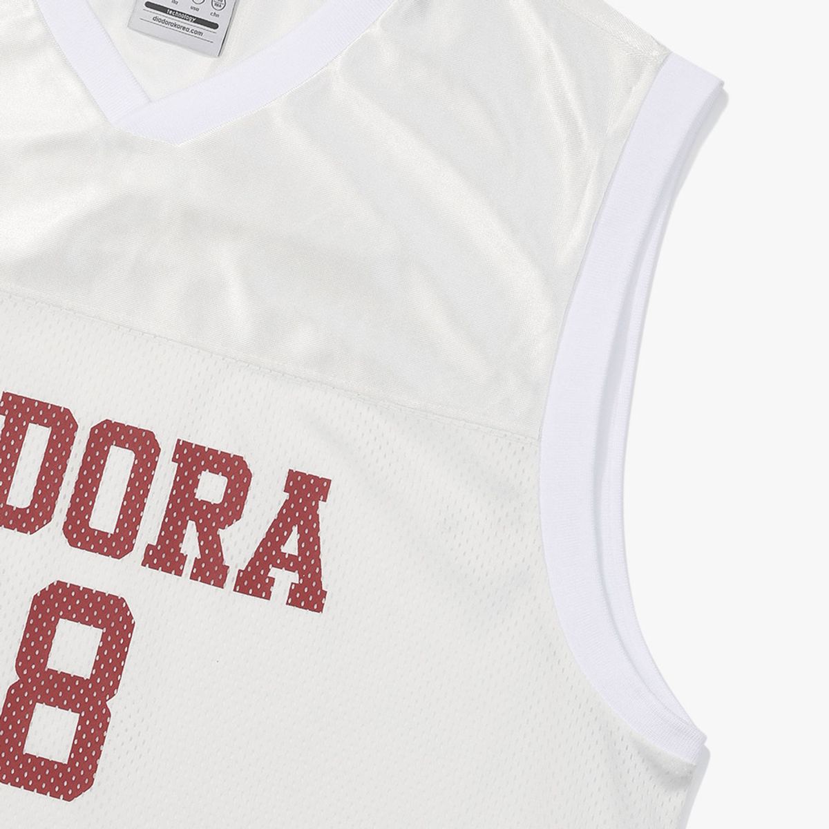 디아도라(diadora) 로고 메쉬 슬리브리스 WHITE