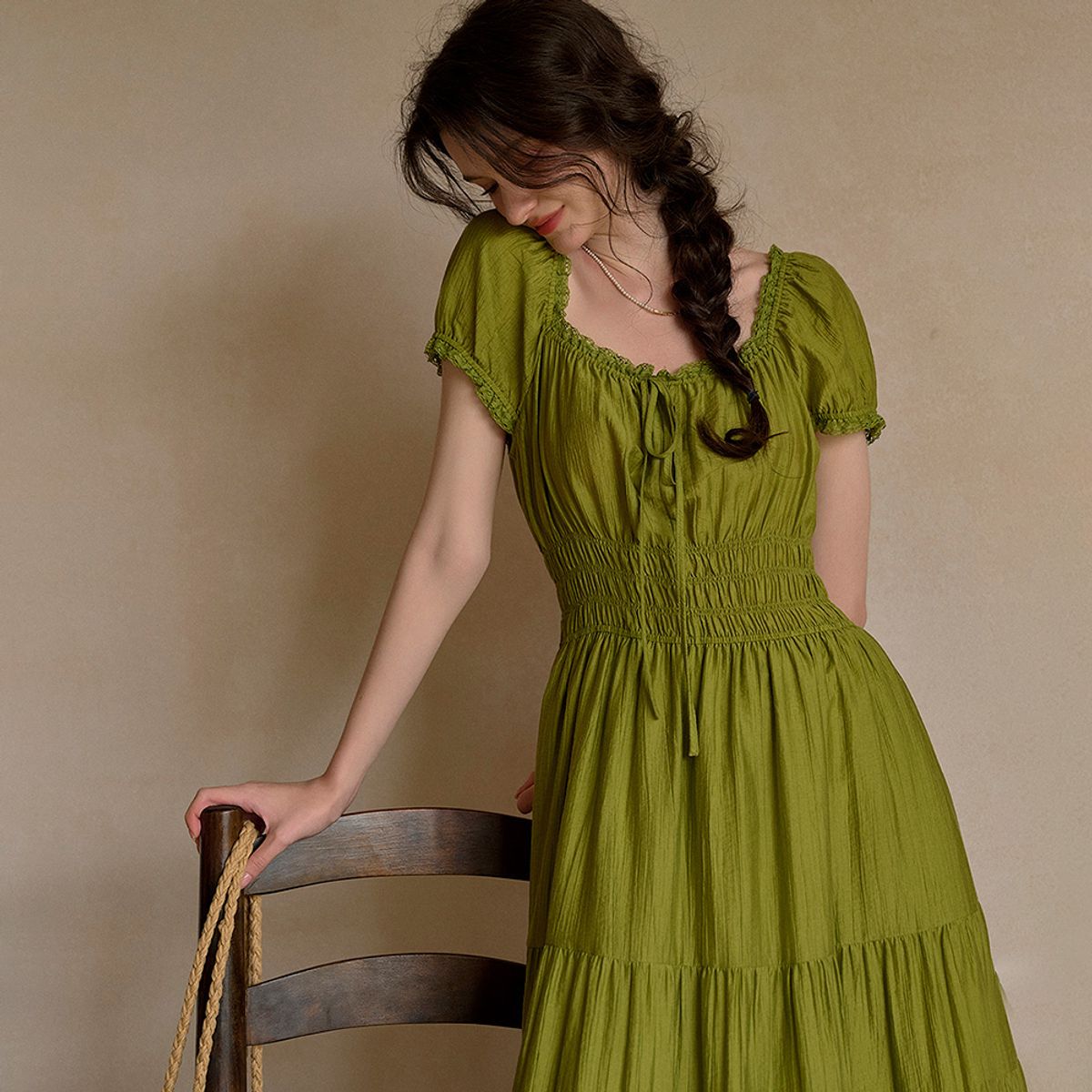 심플레트로(SIMPLE RETRO) SR_Vintage tencel crepe dress