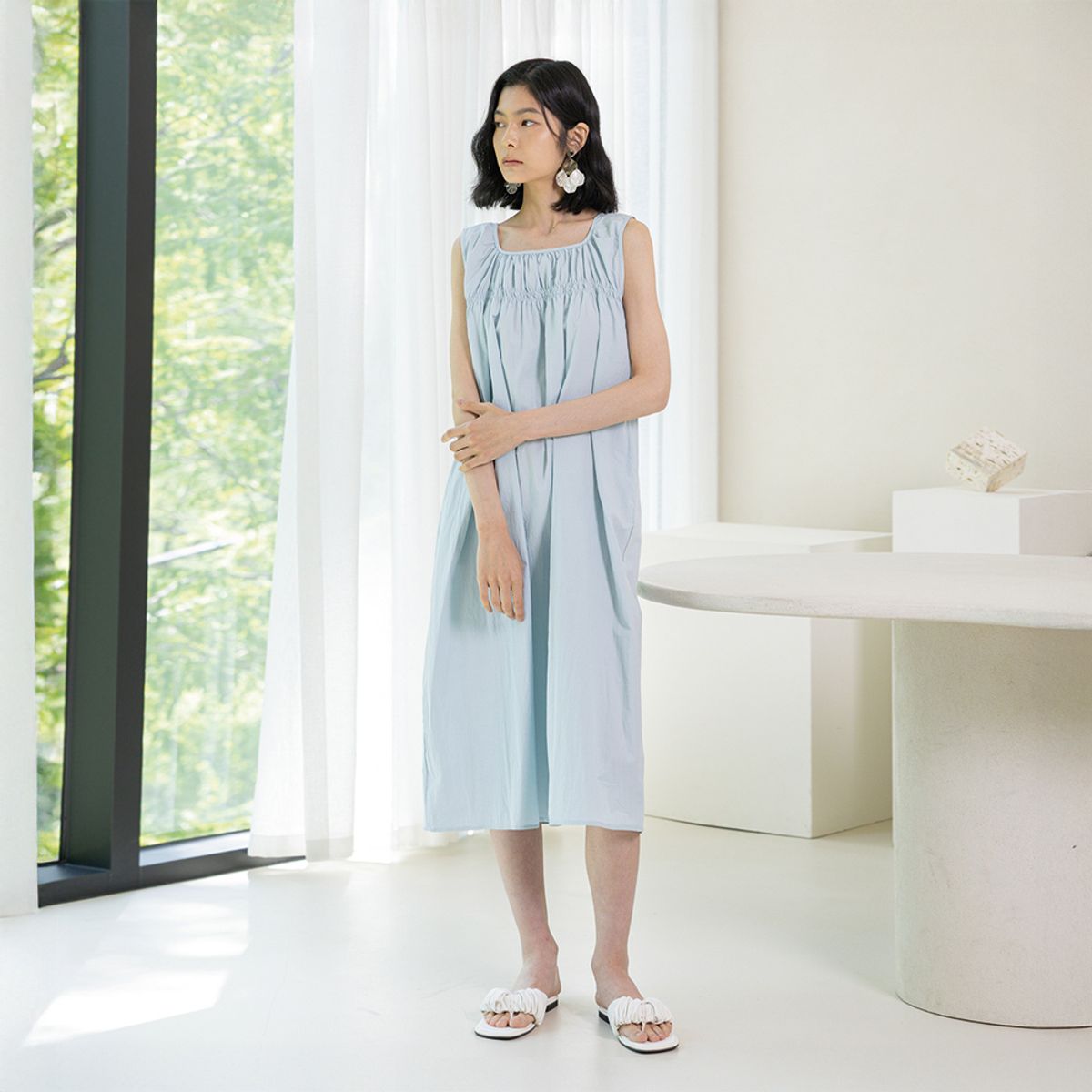 랭썬(LANGSON) LS_Square neck sleeveless dress_2color