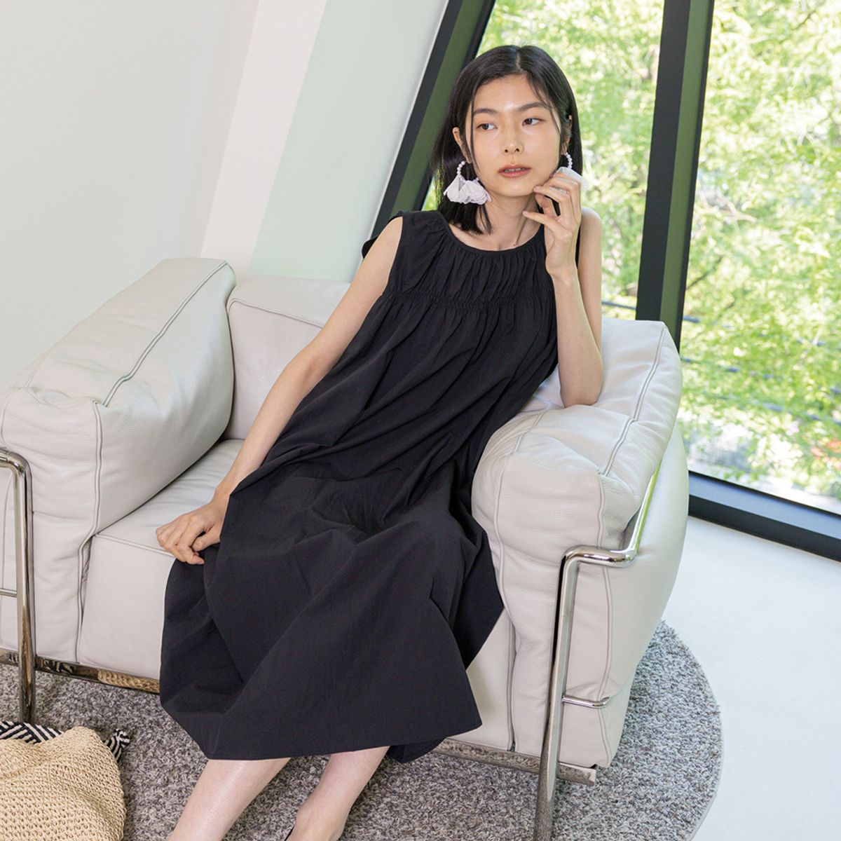 랭썬(LANGSON) LS_Square neck sleeveless dress_2color