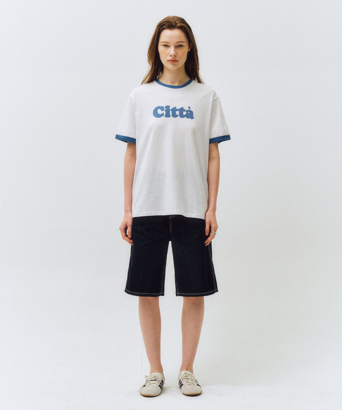 씨타(CITTA) 카펜터 버뮤다 데님팬츠_CTD421(다크블루)