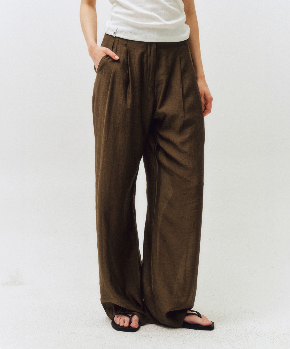 씨타(CITTA) Summer Wool Wide Fit Pants_CTB549(Brown)