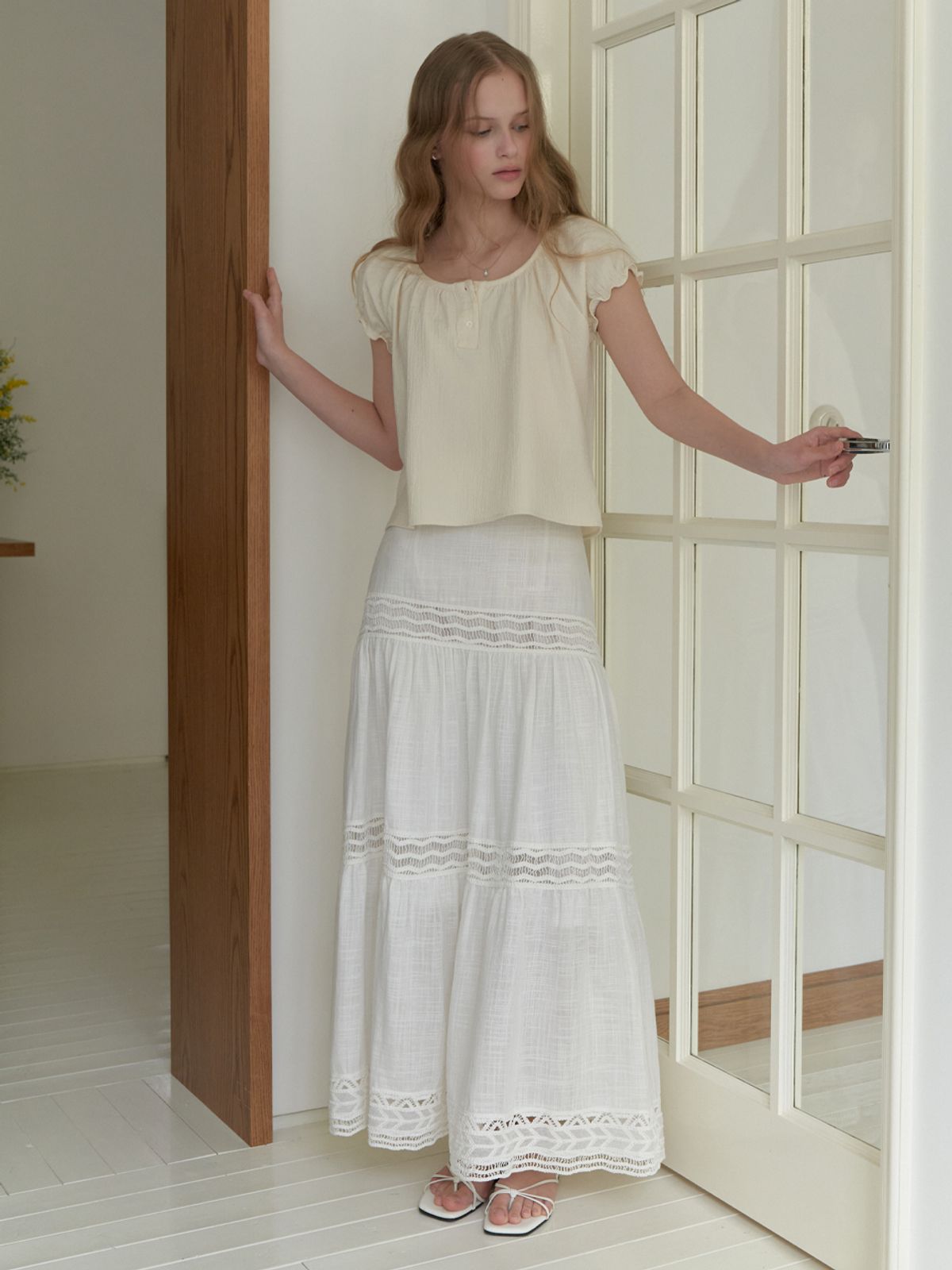 리엘(RE L) Neda lace skirt (ivory)