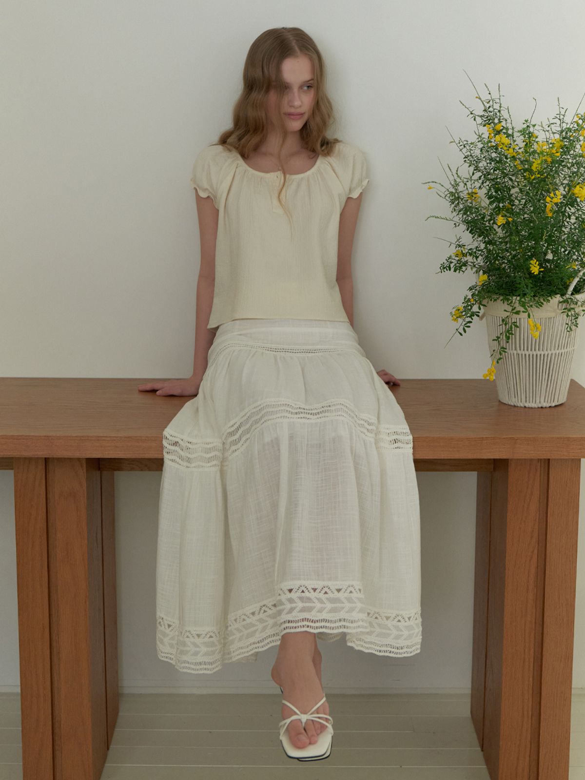 리엘(RE L) Neda lace skirt (ivory)