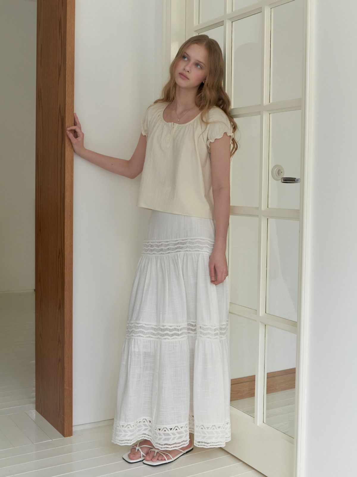 리엘(RE L) Neda lace skirt (ivory)