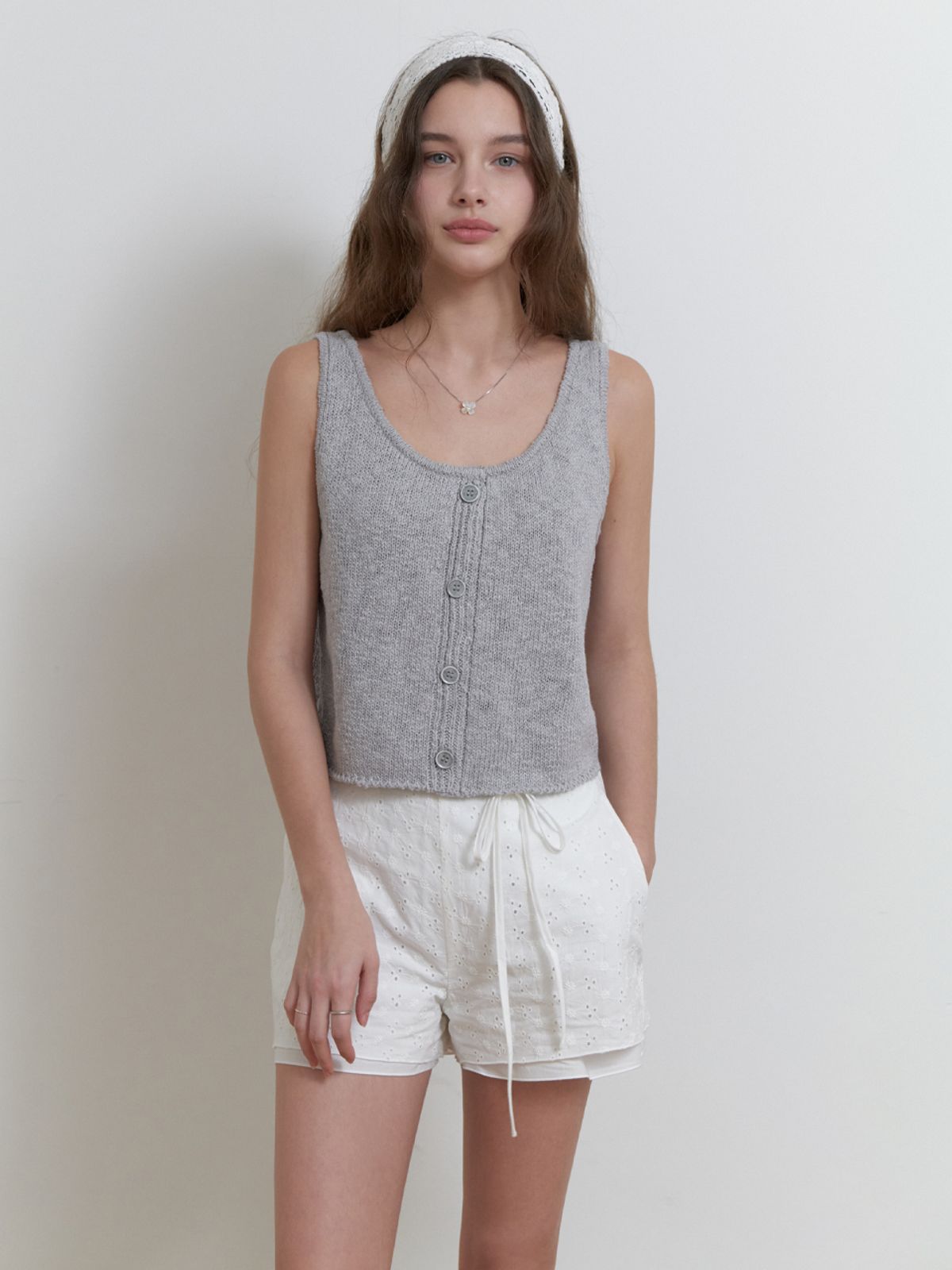 리엘(RE L) Jam knit sleeveless (pale blue)