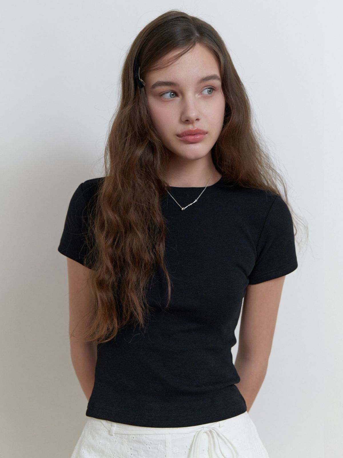 리엘(RE L) Blueberry half t-shirt (black)