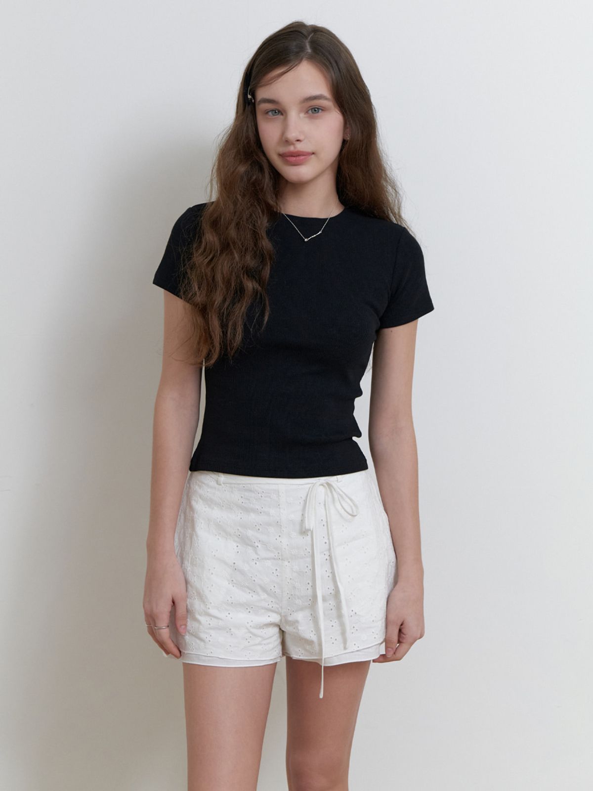 리엘(RE L) Blueberry half t-shirt (black)