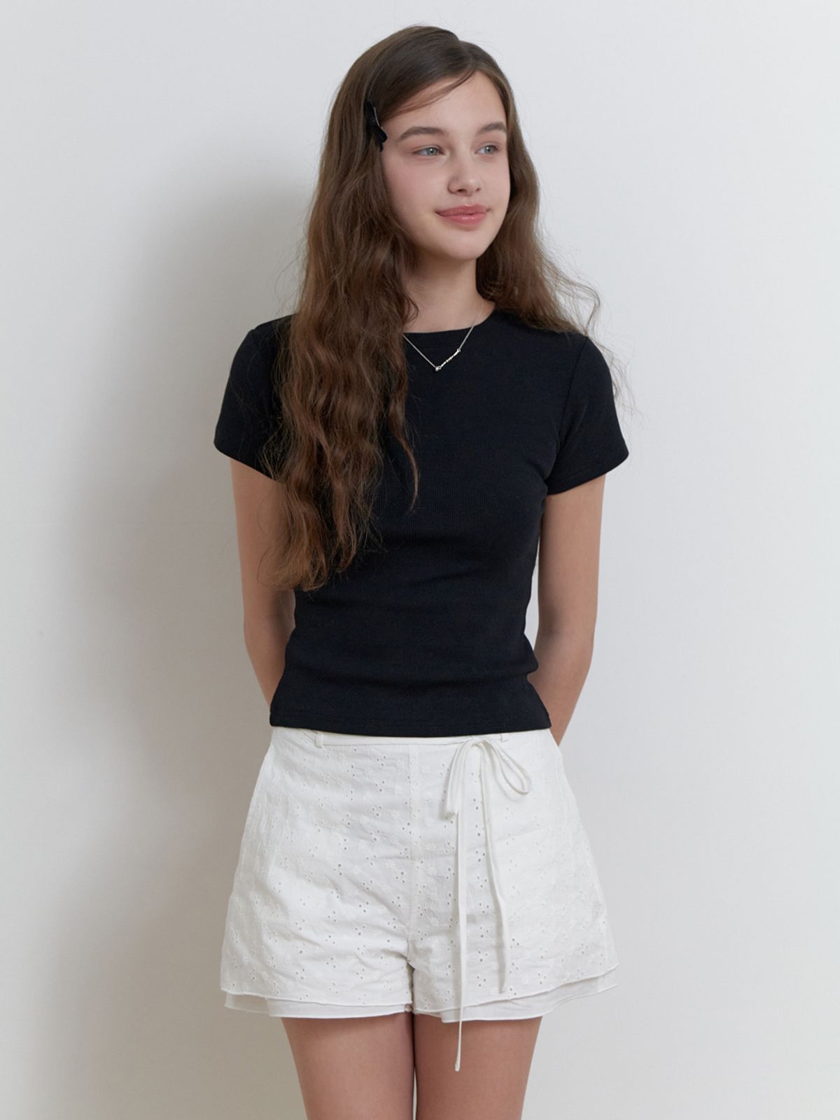 리엘(RE L) Blueberry half t-shirt (black)
