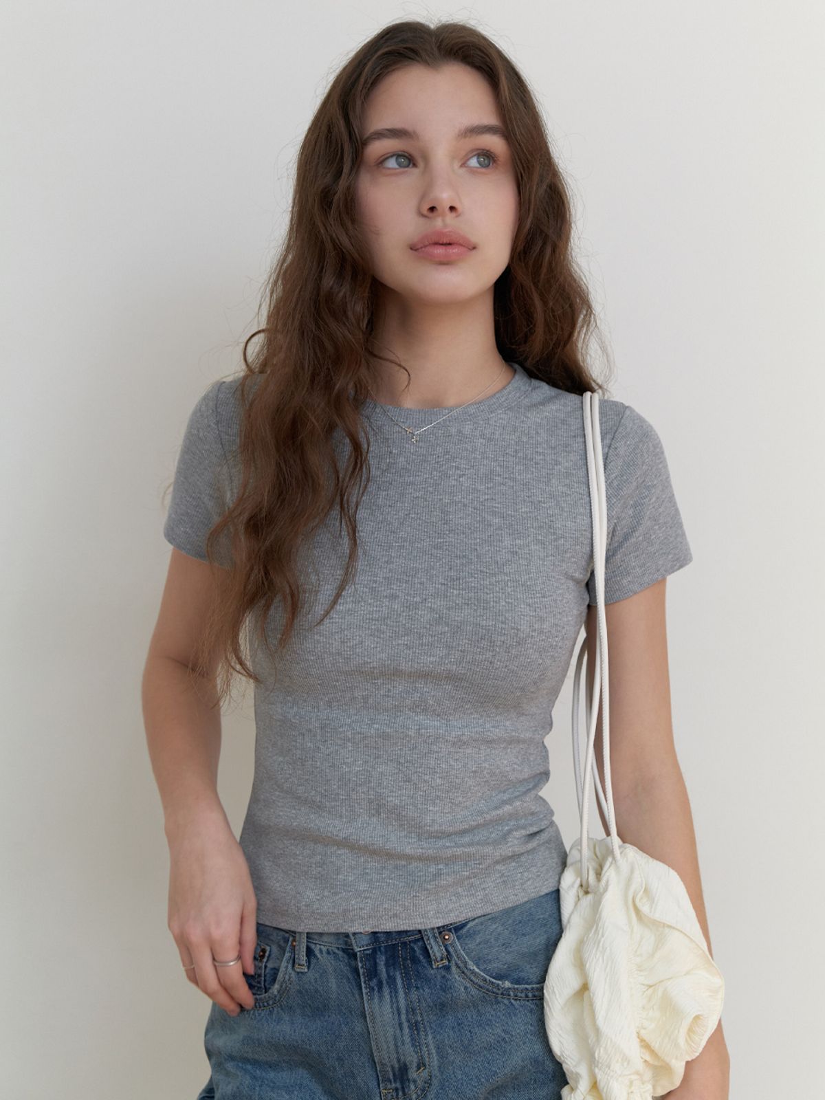 리엘(RE L) Blueberry half t-shirt (gray)