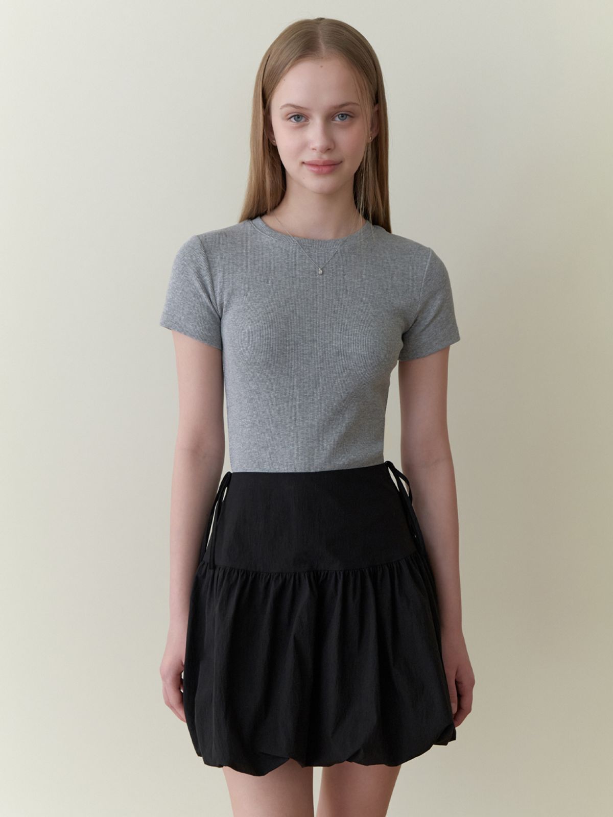 리엘(RE L) Blueberry half t-shirt (gray)