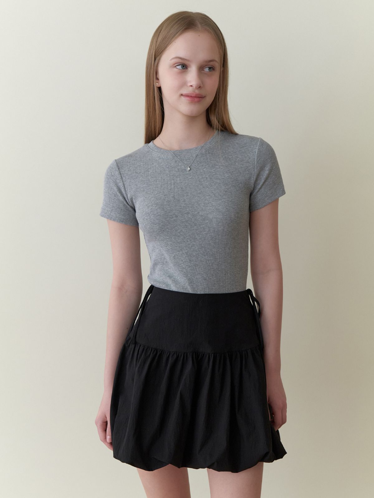 리엘(RE L) Blueberry half t-shirt (gray)