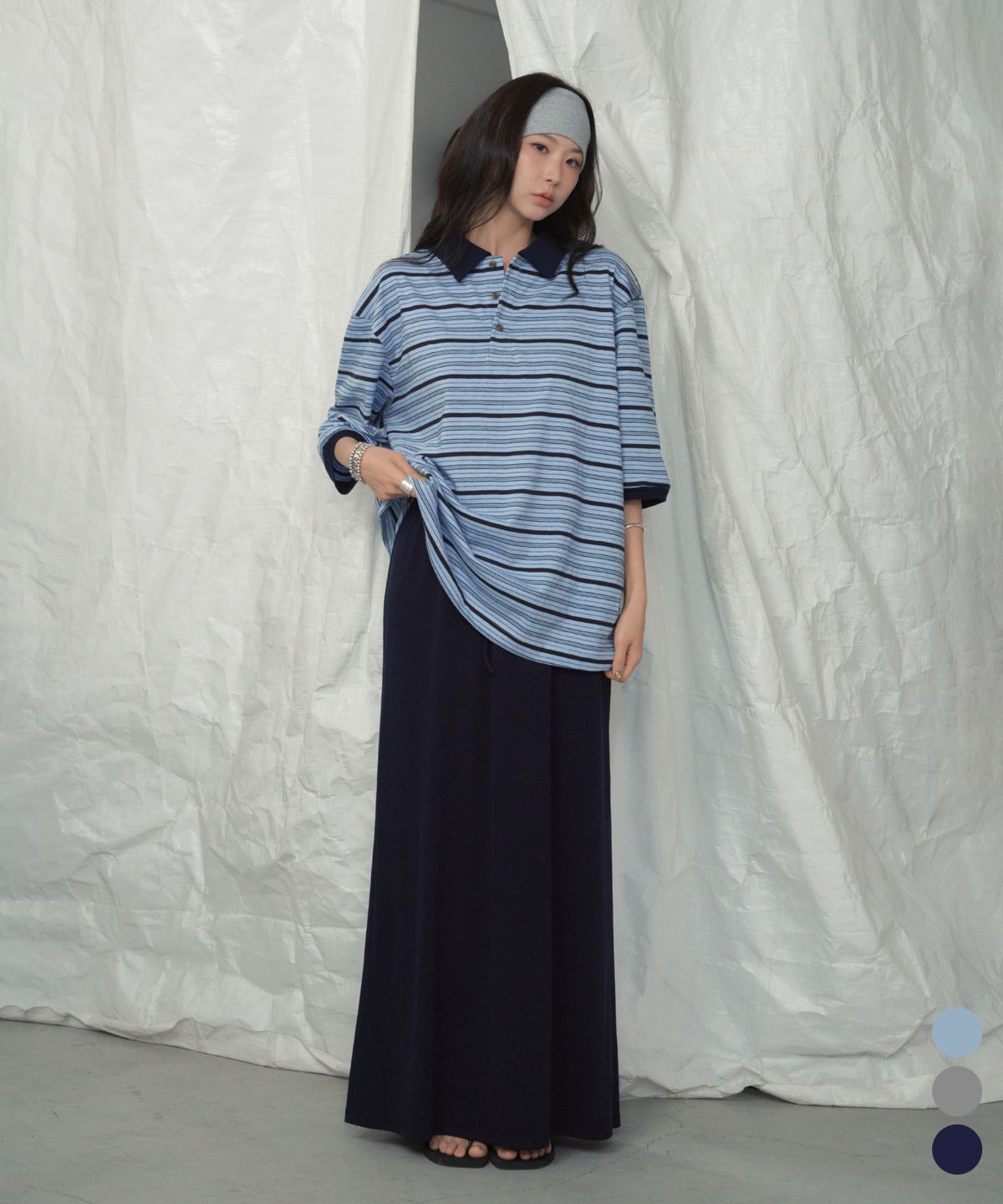 씨타(CITTA) Comfort Double Stripe Collar Polo T-shirt_CTT383(Sky Blue)