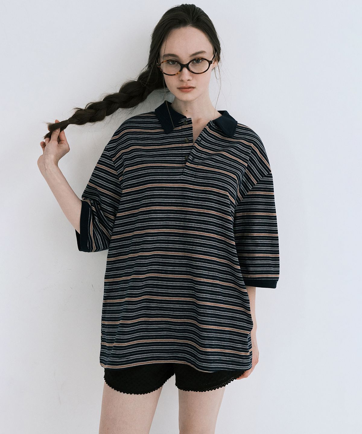 씨타(CITTA) Comfort Double Stripe Collar Polo T-shirt_CTT383(Navy)