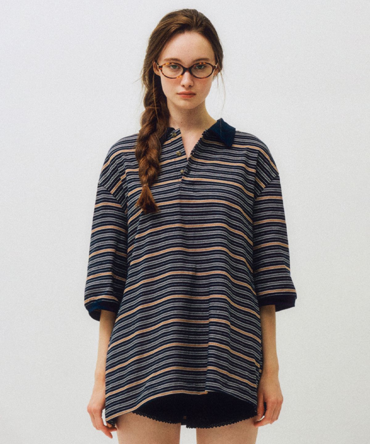 씨타(CITTA) Comfort Double Stripe Collar Polo T-shirt_CTT383(Navy)