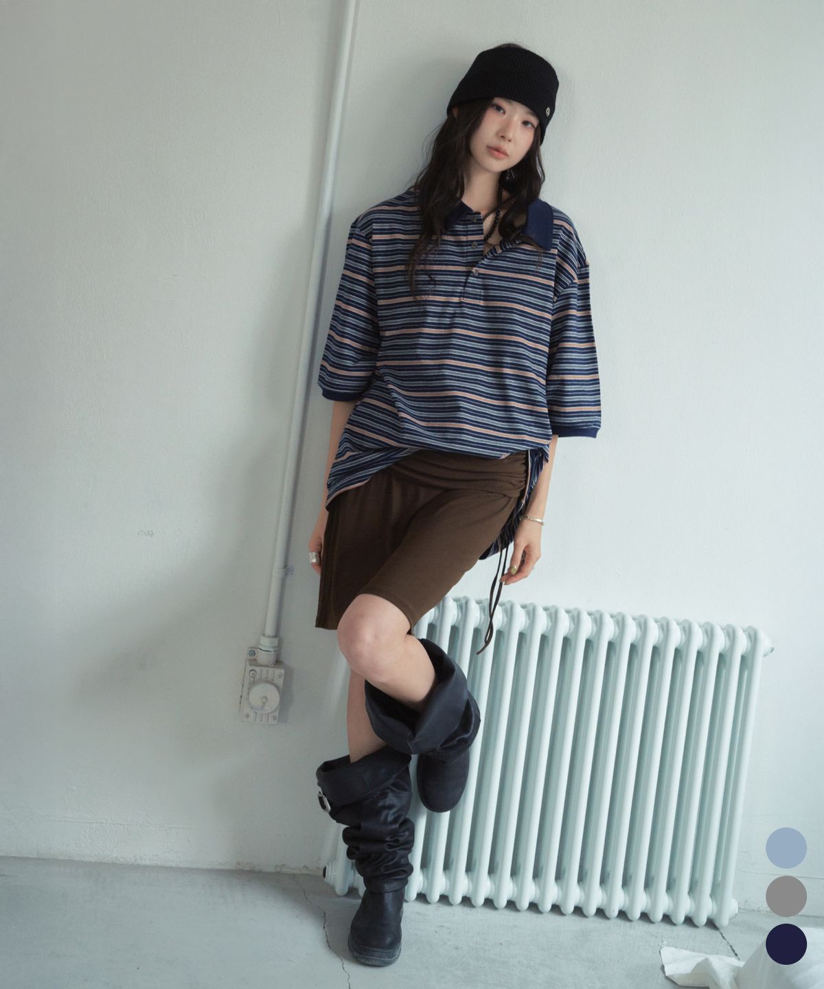 씨타(CITTA) Comfort Double Stripe Collar Polo T-shirt_CTT383(Navy)