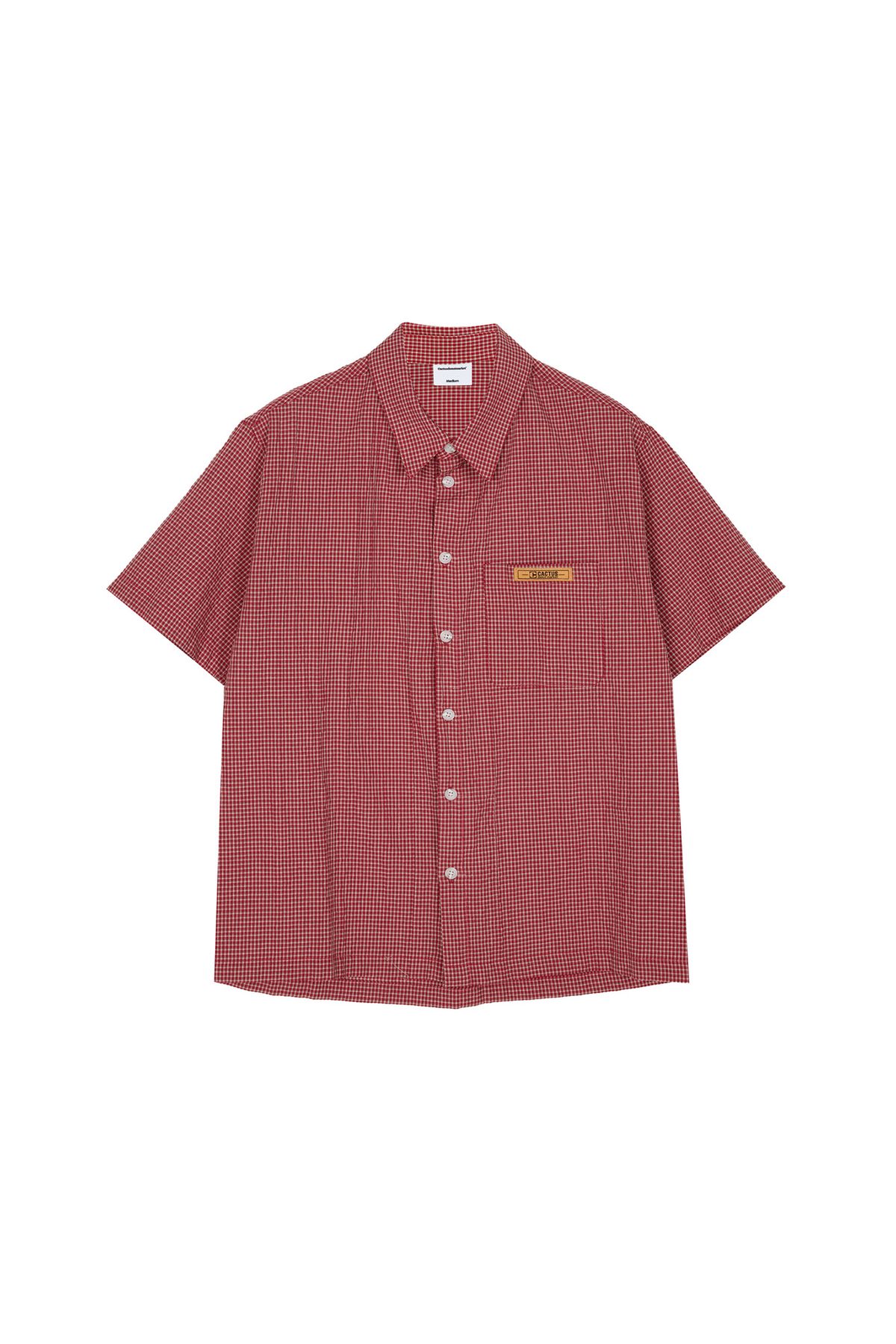 캑터스도넛마켓(CACTUSDONUTMARKET) Mini Label Check Half  Shirt - Red