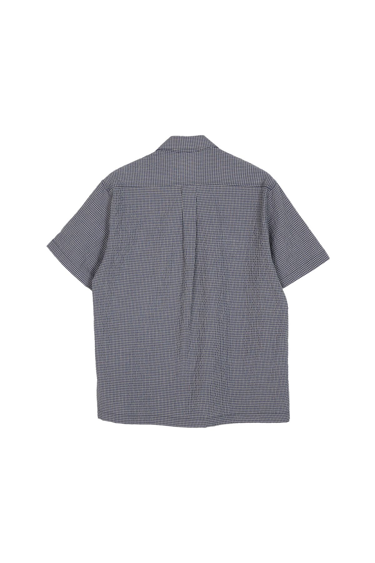 캑터스도넛마켓(CACTUSDONUTMARKET) Mini Label Check Half  Shirt - Blue