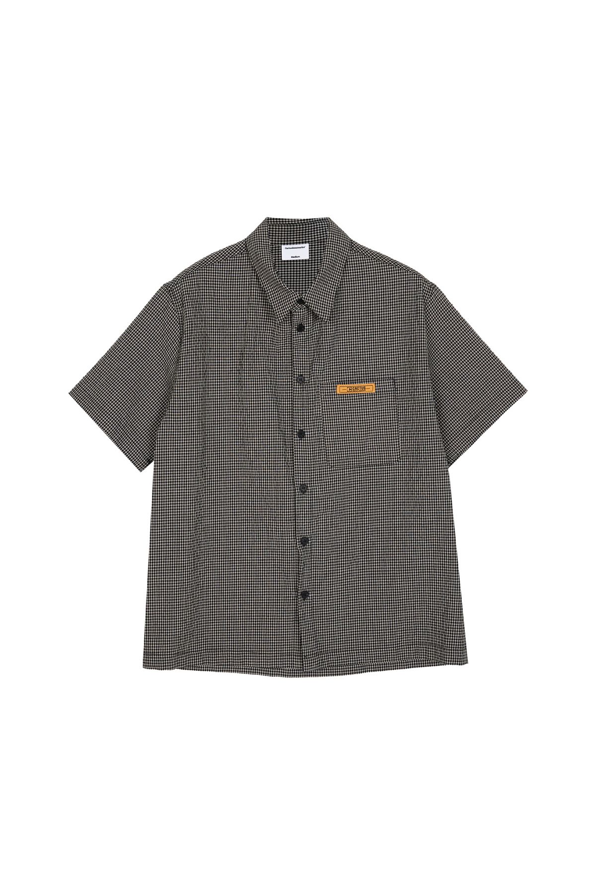 캑터스도넛마켓(CACTUSDONUTMARKET) Mini Label Check Half  Shirt - Black