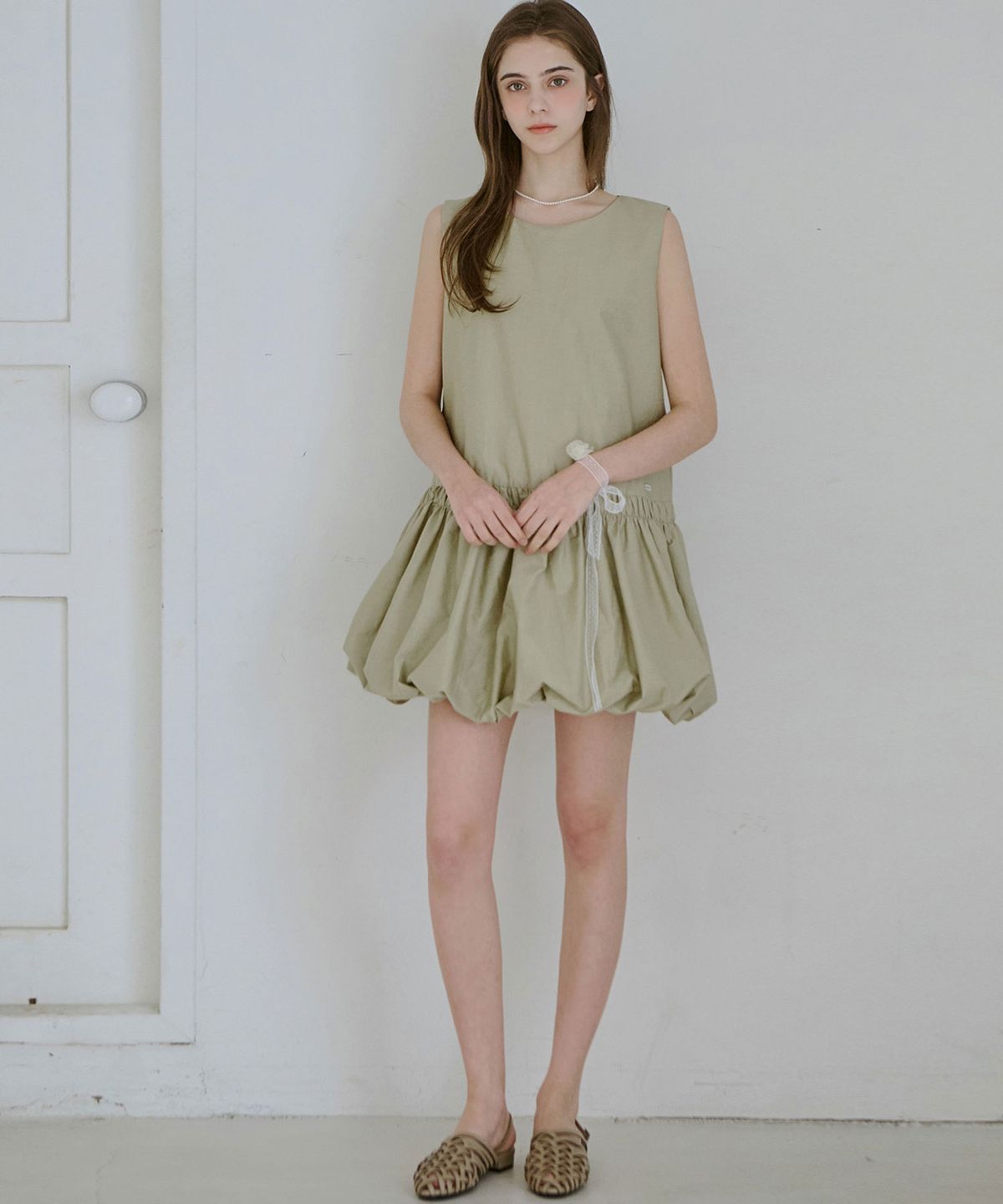 슬로우롤리(SLOWLOLLI) Pumpkin puff mini dress_4 Colors