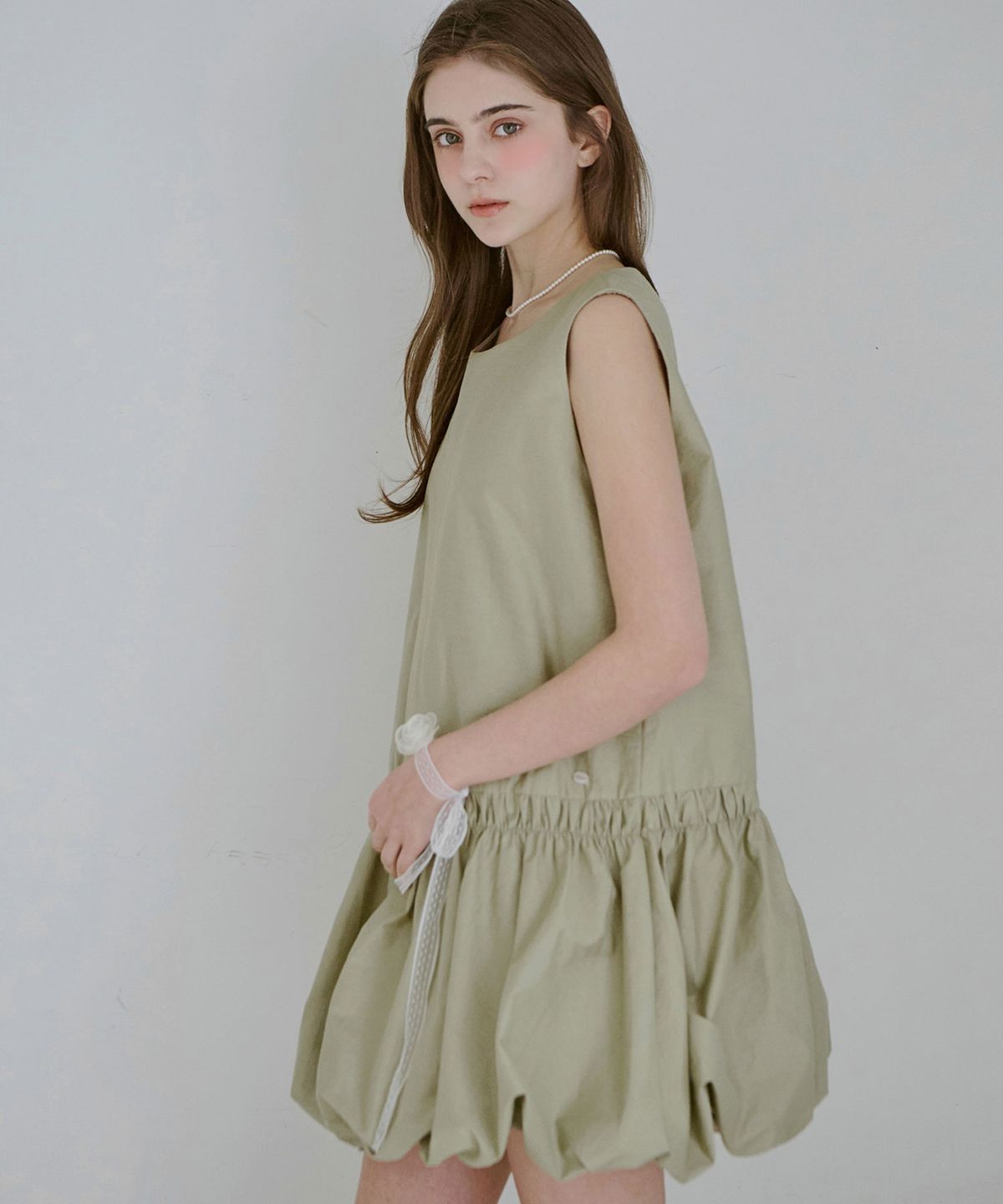 슬로우롤리(SLOWLOLLI) Pumpkin puff mini dress_4 Colors