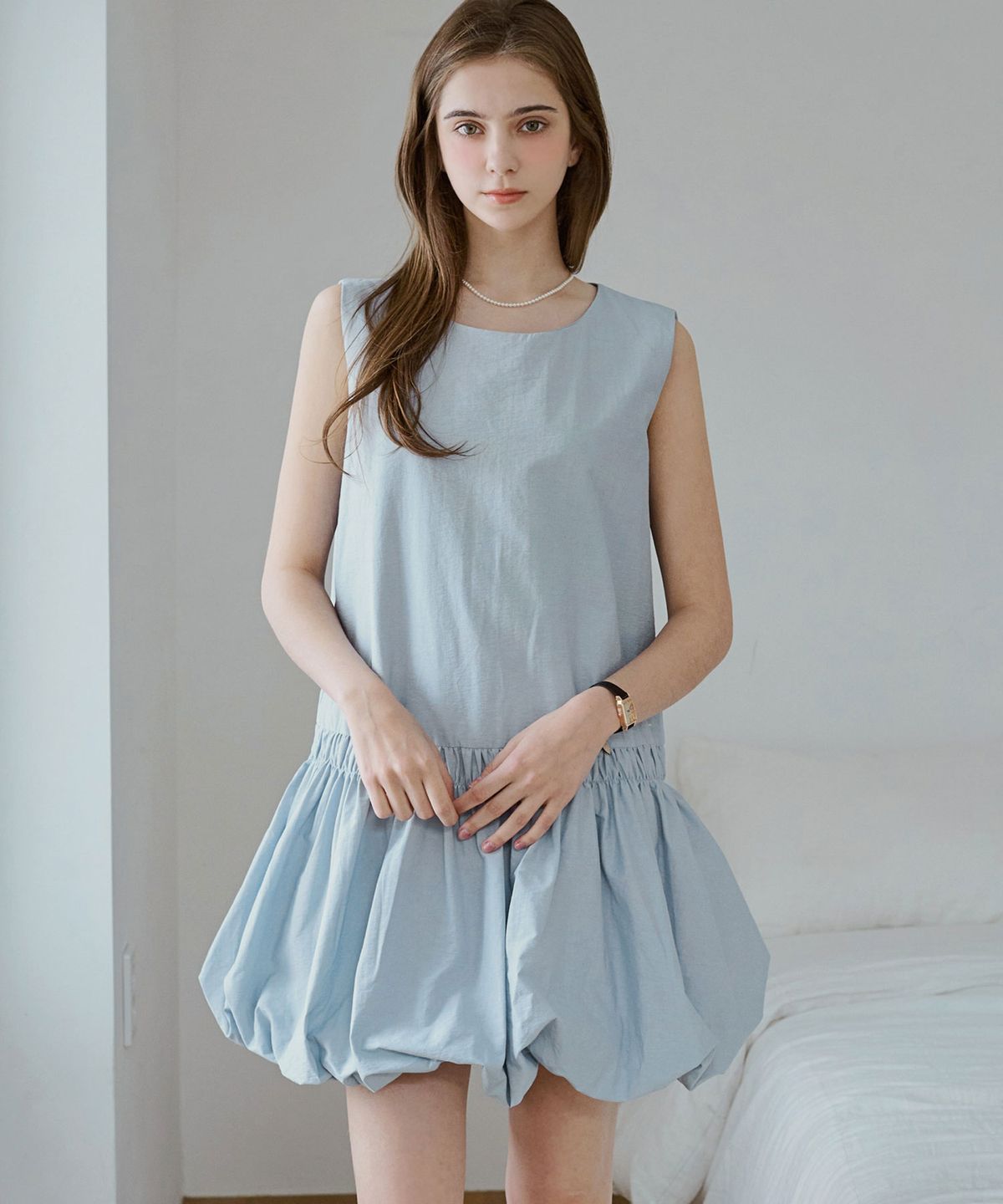 슬로우롤리(SLOWLOLLI) Pumpkin puff mini dress_4 Colors