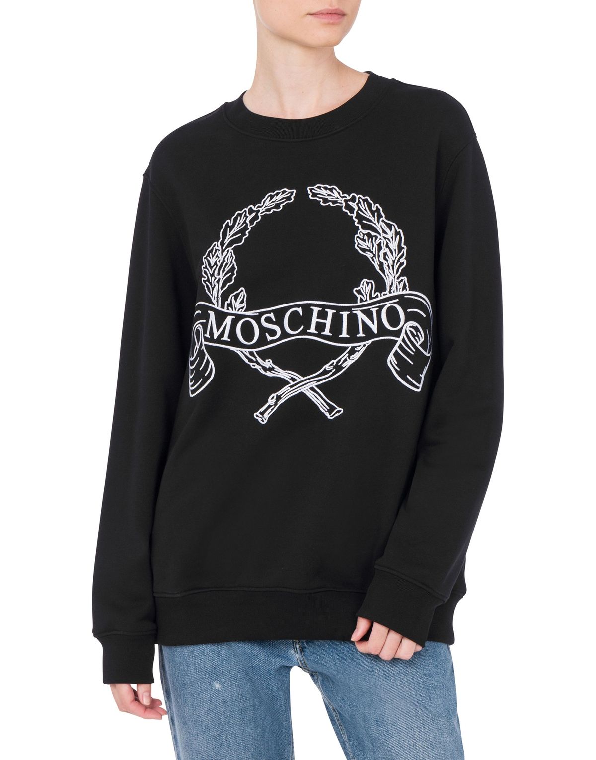 모스키노(MOSCHINO) 월계관 로고 코튼 스웻셔츠