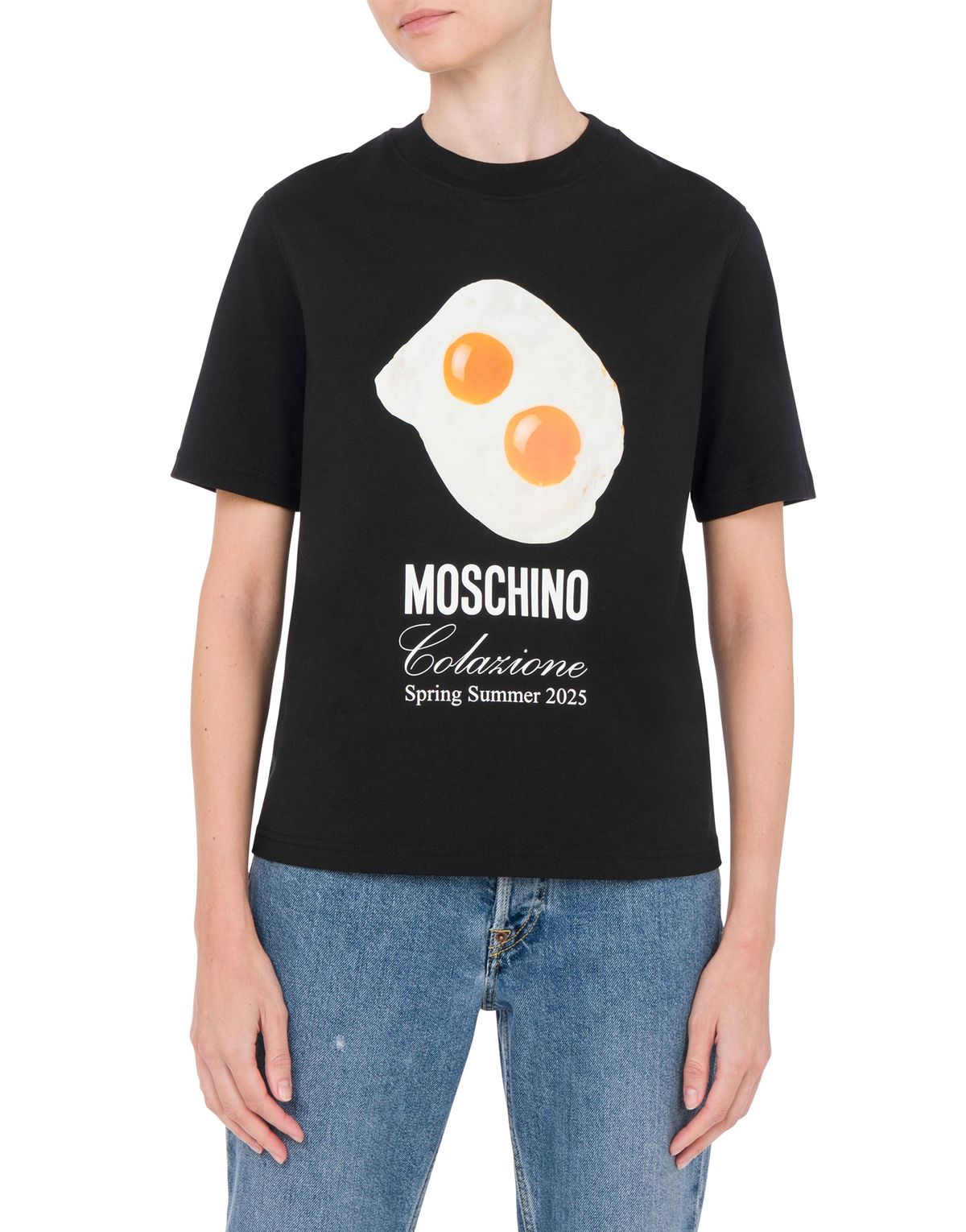 모스키노(MOSCHINO) 에그 프린트 저지 티셔츠 W