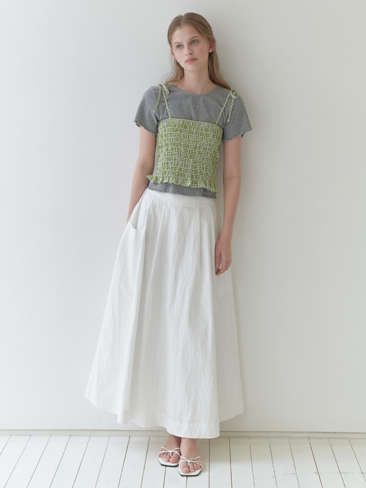 리엘(RE L) Laura flare skirt (ivory)
