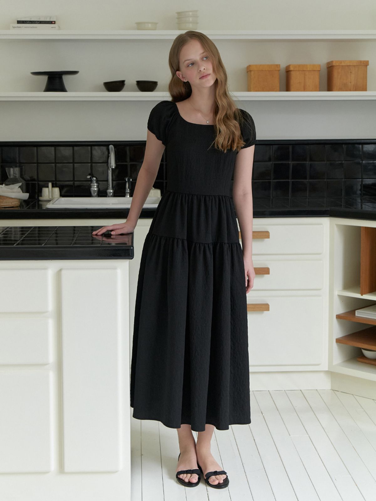 리엘(RE L) Princess line dress (black)