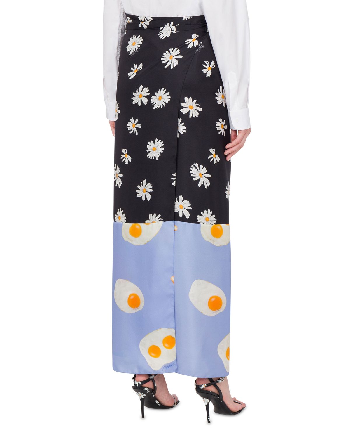 모스키노(MOSCHINO) 패치워크 롱 실크 트윌 스커트