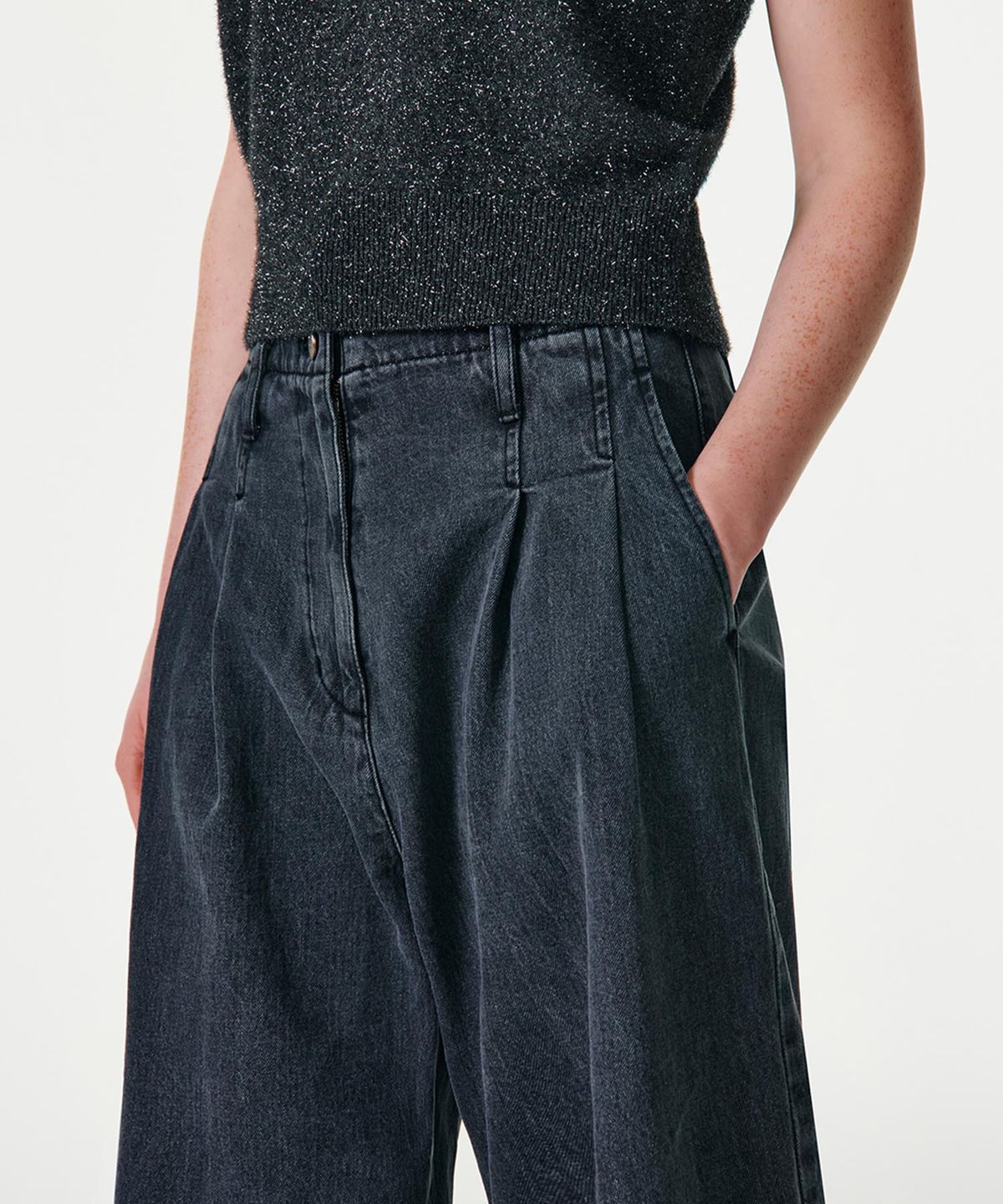 커렌트(CURRENT) BERMUDA DENIM SHORTS [BLACK]