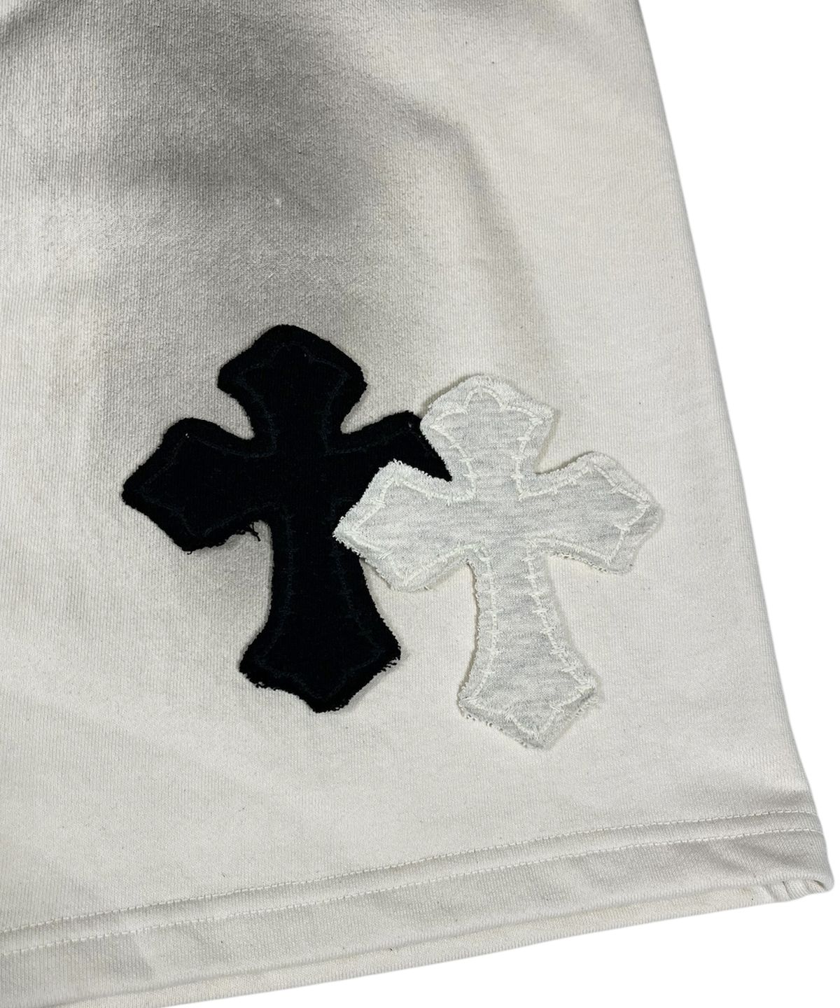 스케이터락(SK8ER ROCK) Layered Cross Painting Bermuda Shorts ((cream))