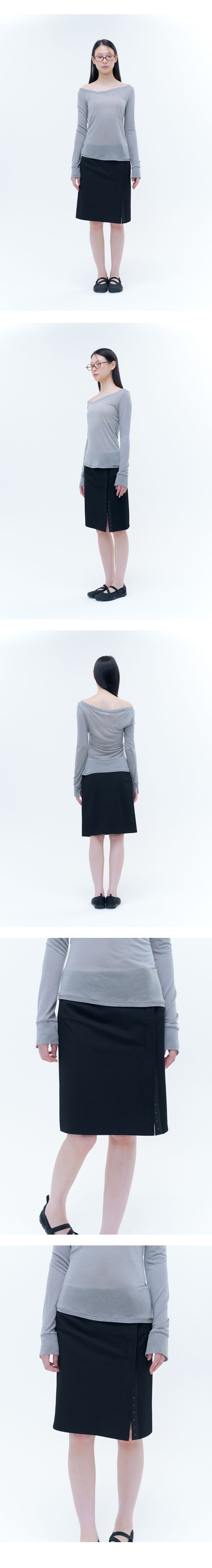 MUSINSA公式 | MISEKI SEOUL Hookandeye slit skirt BLACK